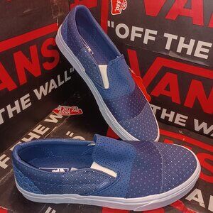 VANS Men's 4.5/Women 6 Classic Slip On Tie Print Patchwork Navy/White VN0A33TB9H
